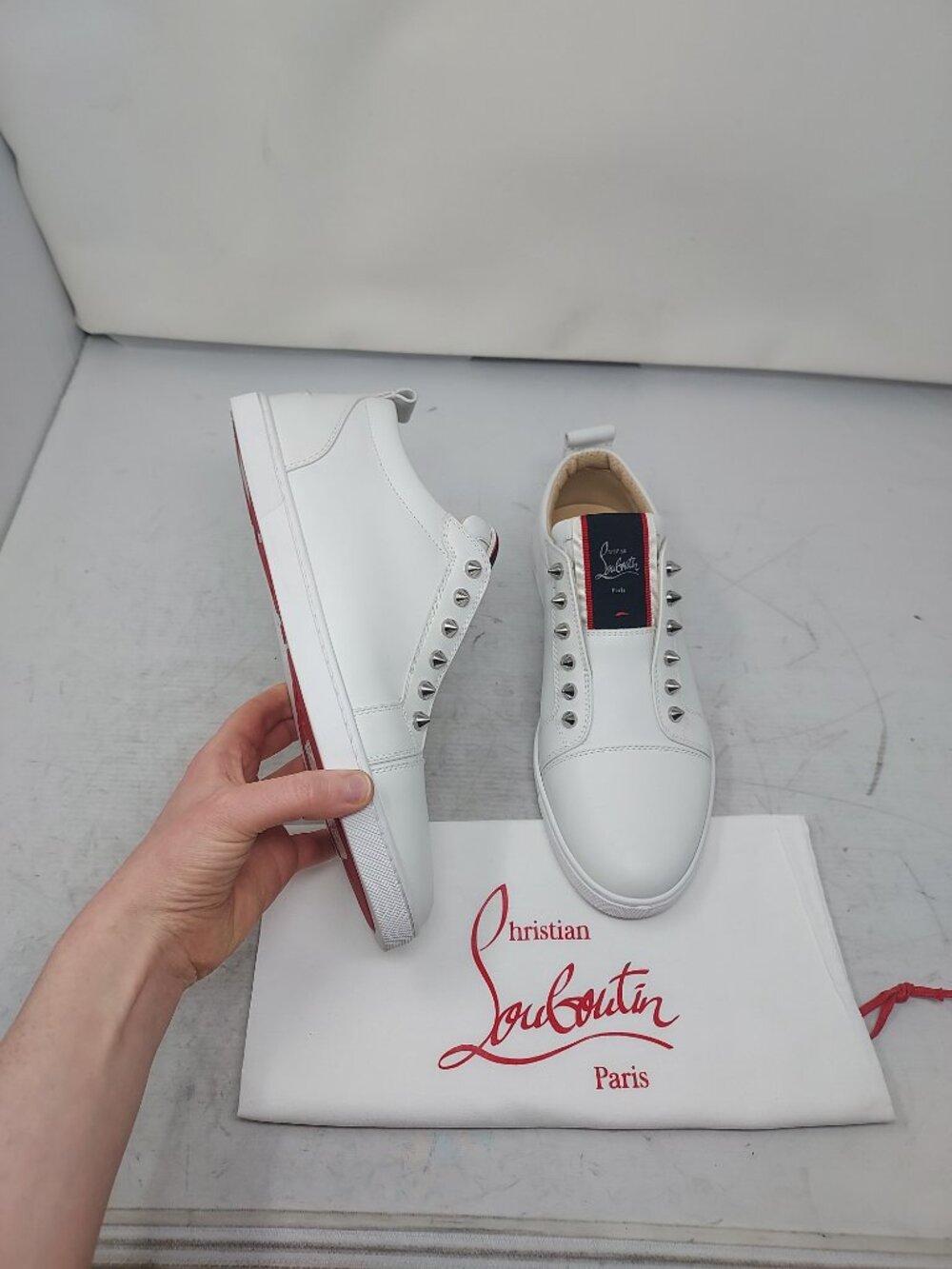 Christian Louboutin WOMENS Fique A Vontade FAV White Stud Sneaker